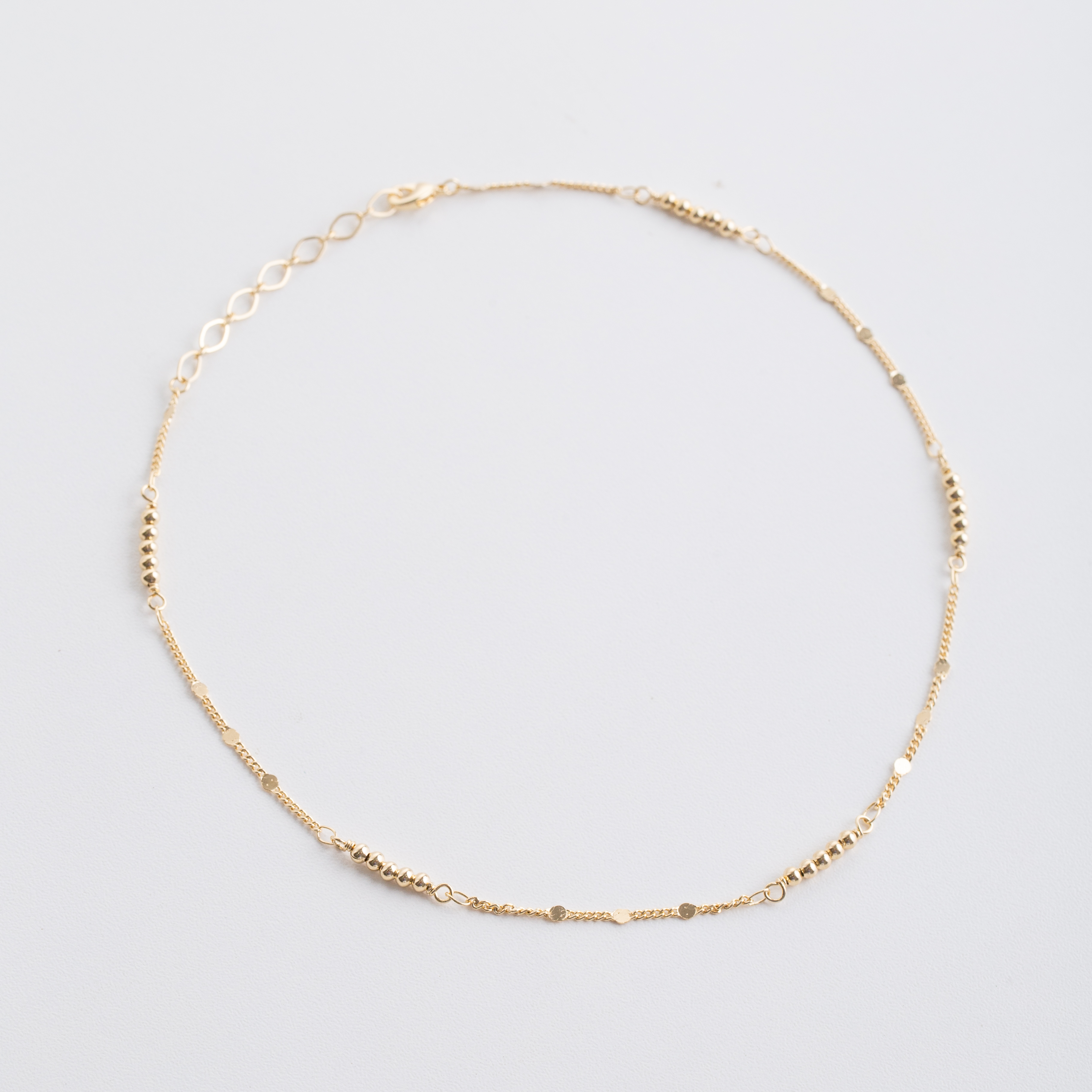 18708 Gold Cuban Link Chain with Beads 13"